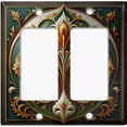 thumbnail image 1 of Metal Light Switch Wall Plate Outlet Cover (Art Deco Floral Emblem - Double GFI/Rocker), 1 of 1