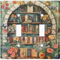 thumbnail image 1 of Metal Light Switch Wall Plate Outlet Cover (Bookshelf in a Botanical Garden - Double Toggle), 1 of 1