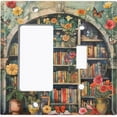 thumbnail image 1 of Metal Light Switch Wall Plate Outlet Cover (Botanical Bookshelf - 2 Gang GFI Rocker/Toggle), 1 of 1