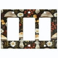 thumbnail image 1 of Metal Light Switch Wall Plate Outlet Cover (Botanical Mushrooms and Wildflowers - Triple GFI/Rocker), 1 of 1