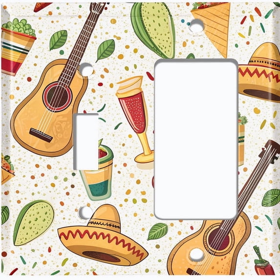 Metal Light Switch Wall Plate Outlet Cover (Cinco de Mayo Mexican Party - 2 Gang Toggle/GFI Rocker)