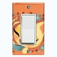thumbnail image 1 of Metal Light Switch Wall Plate Outlet Cover (Coffee Bean Cat Lover Flower Orange - Single Rocker), 1 of 2