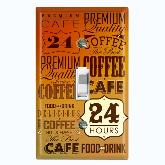 Metal Light Switch Wall Plate Outlet Cover (Coffee Cafe Diner Sign Sunset Brown - Single Toggle)