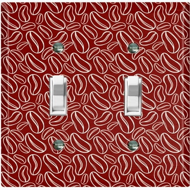 Metal Light Switch Wall Plate Outlet Cover (Coffee Espresso Mocha Bean Maroon Pattern - Double Toggle)