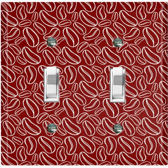 Metal Light Switch Wall Plate Outlet Cover (Coffee Espresso Mocha Bean Maroon Pattern - Double Toggle)