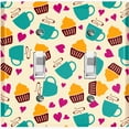 thumbnail image 1 of Metal Light Switch Wall Plate Outlet Cover (Coffee Espresso Mocha Cup Heart Cupcake Pattern Beige - Double Toggle), 1 of 2