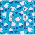 thumbnail image 1 of Metal Light Switch Wall Plate Outlet Cover (Coffee Espresso Mocha Cup Navy Blue Heart Baby Blue Cupcake - Double Toggle), 1 of 2