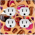 thumbnail image 1 of Metal Light Switch Wall Plate Outlet Cover (Coffee Mocha Candy Bean Toffee Swirl Cupcake Coffee Maker Orange Pink Hearts - Double Duplex), 1 of 2