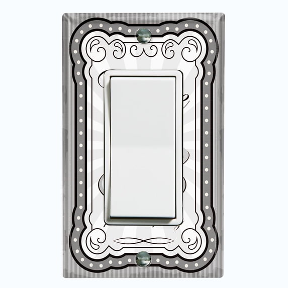Metal Light Switch Wall Plate Outlet Cover (Coffee Mocha Espresso Cup Gray White Frame - Single Rocker)