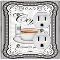 thumbnail image 1 of Metal Light Switch Wall Plate Outlet Cover (Coffee Mocha Espresso Cup Gray White Frame - Single Toggle Single Duplex), 1 of 2