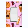 thumbnail image 1 of Metal Light Switch Wall Plate Outlet Cover (Coffee Mocha Espresso Grounds Cookie Sugar Treats Love Caramel Shake Pink - Single Rocker), 1 of 2
