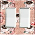 thumbnail image 1 of Metal Light Switch Wall Plate Outlet Cover (Coffee Mocha Espresso Heart Cupcake Macaron Flower Bouquet Damask Pink - Double Rocker), 1 of 2
