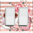thumbnail image 1 of Metal Light Switch Wall Plate Outlet Cover (Coffee Mocha Espresso Heart Cupcake Macaron Flower Bouquet Pink - Double Rocker), 1 of 2