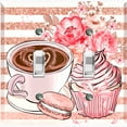thumbnail image 1 of Metal Light Switch Wall Plate Outlet Cover (Coffee Mocha Espresso Heart Cupcake Macaron Flower Bouquet Pink - Double Toggle), 1 of 2