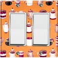 thumbnail image 1 of Metal Light Switch Wall Plate Outlet Cover (Coffee Mocha Espresso Tea Pot Kettle Maker Festive Cup Orange Pattern - Double Rocker), 1 of 2