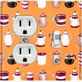 thumbnail image 1 of Metal Light Switch Wall Plate Outlet Cover (Coffee Mocha Espresso Tea Pot Kettle Maker Festive Cup Orange Pattern - Single Duplex Single Toggle), 1 of 2