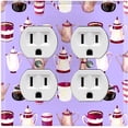 thumbnail image 1 of Metal Light Switch Wall Plate Outlet Cover (Coffee Mocha Espresso Tea Pot Kettle Maker Festive Cup Purple Pattern - Double Duplex), 1 of 2