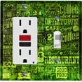 thumbnail image 1 of Metal Light Switch Wall Plate Outlet Cover (Coffee Shop Cafe Restaurant Sign Black Lime Green - Single Rocker Single Toggle), 1 of 2