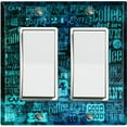 thumbnail image 1 of Metal Light Switch Wall Plate Outlet Cover (Coffee Shop Cafe Restaurant Sign Black Teal - Double Rocker), 1 of 2