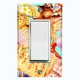 thumbnail image 1 of Metal Light Switch Wall Plate Outlet Cover (Colorful Ocean Crab Star Fish Sea Shell Teal - Single Rocker), 1 of 2