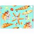 thumbnail image 1 of Metal Light Switch Wall Plate Outlet Cover (Colorful Ocean Crab Star Fish Sea Shell Teal - Triple Toggle), 1 of 2