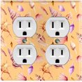 thumbnail image 1 of Metal Light Switch Wall Plate Outlet Cover (Colorful Ocean Sea Shells Orange - Double Duplex), 1 of 2