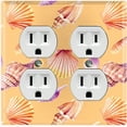 thumbnail image 1 of Metal Light Switch Wall Plate Outlet Cover (Colorful Ocean Sea Shells Orange - Double Duplex), 1 of 2