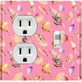 thumbnail image 1 of Metal Light Switch Wall Plate Outlet Cover (Colorful Ocean Sea Shells Pink - Single Duplex Single Toggle), 1 of 2