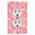 thumbnail image 1 of Metal Light Switch Wall Plate Outlet Cover (Colorful Ocean Sea Shells Pink - Single Duplex), 1 of 2