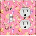 thumbnail image 1 of Metal Light Switch Wall Plate Outlet Cover (Colorful Ocean Sea Shells Pink - Single Toggle Single Duplex), 1 of 2