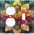 thumbnail image 1 of Metal Light Switch Wall Plate Outlet Cover (Colorful Stained Glass Flower - 2 Gang Duplex/Toggle), 1 of 1