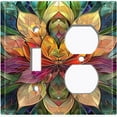 thumbnail image 1 of Metal Light Switch Wall Plate Outlet Cover (Colorful Stained Glass Flower - 2 Gang Toggle/Duplex), 1 of 1