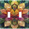thumbnail image 1 of Metal Light Switch Wall Plate Outlet Cover (Colorful Stained Glass Flower - Double Toggle), 1 of 1