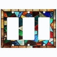 thumbnail image 1 of Metal Light Switch Wall Plate Outlet Cover (Colorful Stained Glass Mosaic - Triple GFI/Rocker), 1 of 1