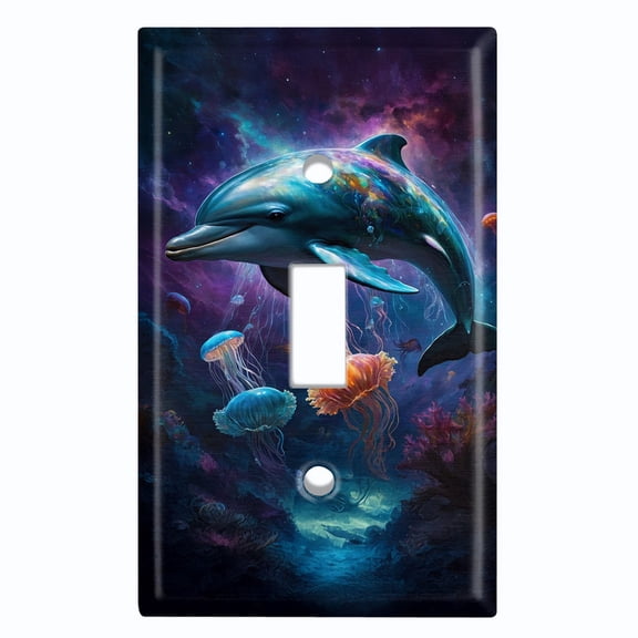 Metal Light Switch Wall Plate Outlet Cover (Cosmic Ocean Animals - Single Toggle)