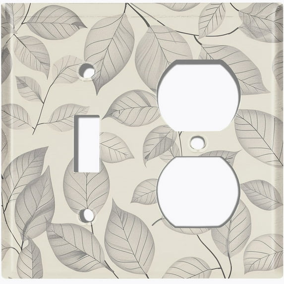 Metal Light Switch Wall Plate Outlet Cover (Damask Leaves - 2 Gang Toggle/Duplex)