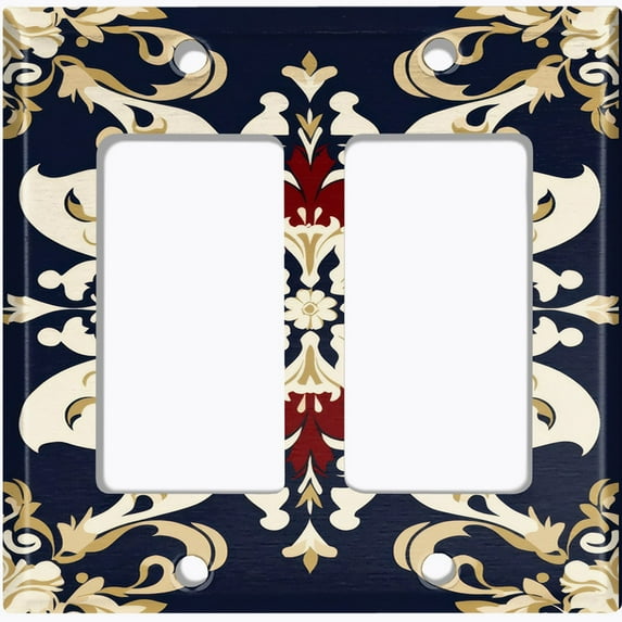 Metal Light Switch Wall Plate Outlet Cover (Damask Medierranean Tile - Double GFI/Rocker)
