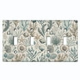 thumbnail image 1 of Metal Light Switch Wall Plate Outlet Cover (Damask Ocean Plants and Shells - Quad Toggle), 1 of 1
