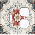 thumbnail image 1 of Metal Light Switch Wall Plate Outlet Cover (Damask Vintage Floral Pattern - 2 Gang Toggle/Duplex), 1 of 1