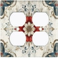 thumbnail image 1 of Metal Light Switch Wall Plate Outlet Cover (Damask Vintage Floral Pattern - Double Duplex), 1 of 1
