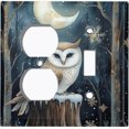 thumbnail image 1 of Metal Light Switch Wall Plate Outlet Cover (Enchanted Forest with Owl - 2 Gang Duplex/Toggle), 1 of 1