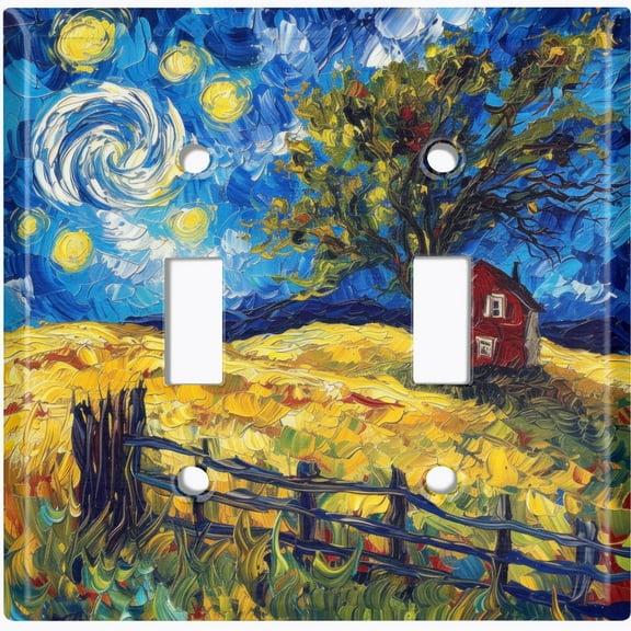 Metal Light Switch Wall Plate Outlet Cover (Farmstead Painting - Double Toggle)