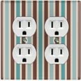 thumbnail image 1 of Metal Light Switch Wall Plate Outlet Cover (Green Brown Striped Wall - Double Duplex), 1 of 2