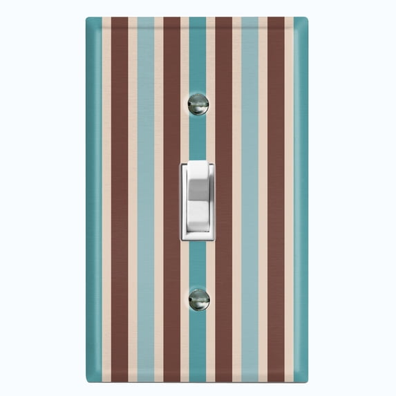 Metal Light Switch Wall Plate Outlet Cover (Green Brown Striped Wall - Single Toggle)