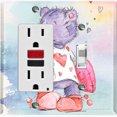 thumbnail image 1 of Metal Light Switch Wall Plate Outlet Cover (Love Friend Purple Teddy Bear Heart Pillow - Single Rocker Single Toggle), 1 of 2