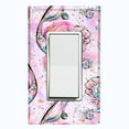 thumbnail image 1 of Metal Light Switch Wall Plate Outlet Cover (Mermaid Seahorse Glitter Print Pink - Single Rocker), 1 of 2