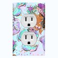 thumbnail image 1 of Metal Light Switch Wall Plate Outlet Cover (Mermaid Starfish Unicorn Cat Bubble Glitter Print Pastel - Single Duplex), 1 of 2