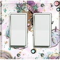 thumbnail image 1 of Metal Light Switch Wall Plate Outlet Cover (Mermaid Unicorn Pattern Glitter Print Pastel - Double Rocker), 1 of 2