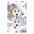 thumbnail image 1 of Metal Light Switch Wall Plate Outlet Cover (Mermaid Unicorn Pattern Glitter Print Pastel - Single Duplex), 1 of 2