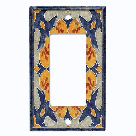 Metal Light Switch Wall Plate Outlet Cover (Moroccan Tile Art - Single GFI/Rocker)